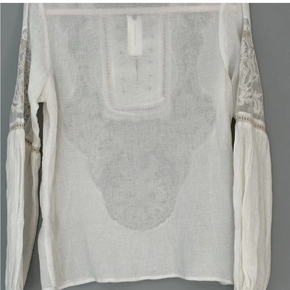 Anthropologie Ranna Gill Cream Long Sleeve Blouse, NWT - Picture 6 of 6